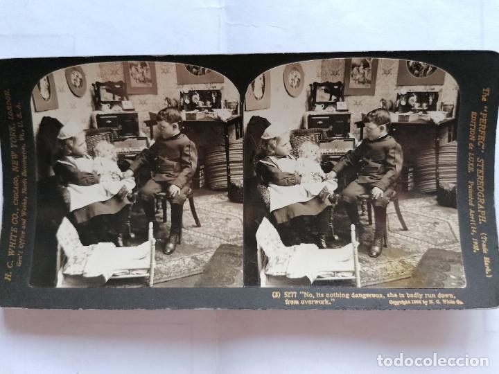 Fotografia antica: FOTOGRAFIA ESTEREOSCOPICA, NO ES NADA DE PELIGRO, ESTA MUY DEBILITADA POR TRABAJO , A&Ntilde;O 1903