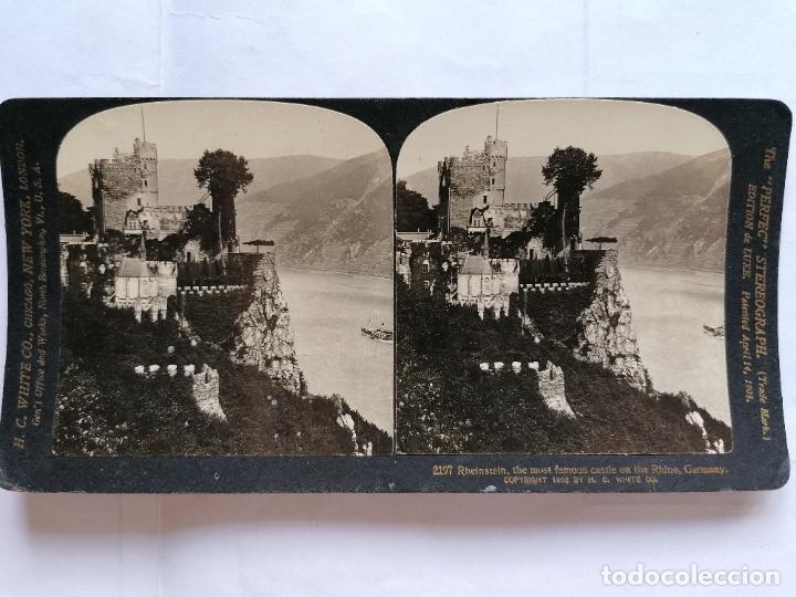 Fotografia antica: FOTOGRAFIA ESTEREOSCOPICA, CASTILLO DE RHEINSTEIN, A ORILLAS DEL RHIN, ALEMANIA , A&Ntilde;O 1903