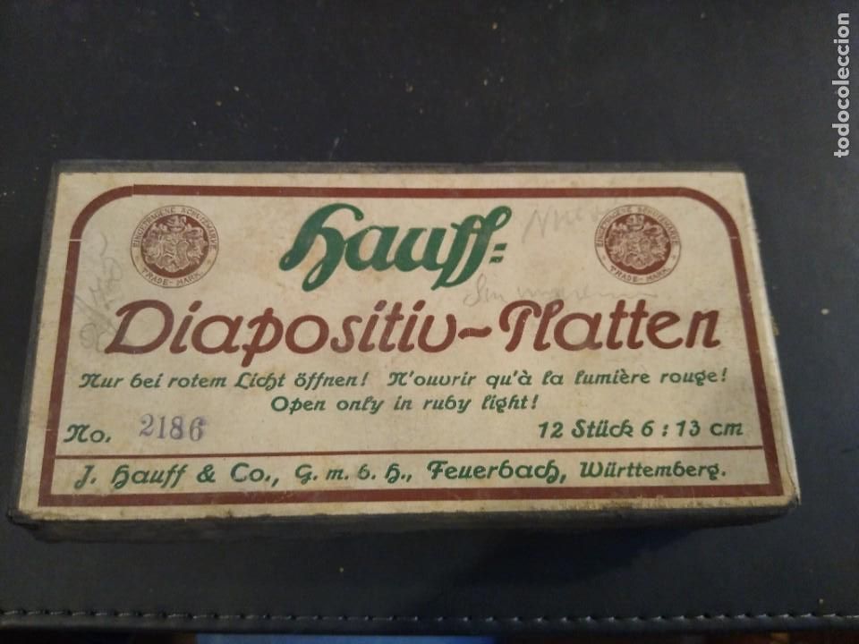 Fotograf&iacute;a antigua: Caja con 12 stereoscopicas sin usar. Diapositiv- Hatten. Hauff. 6 x 13