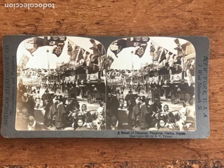 Fotograf&iacute;a antigua: ESTEREOSCOP&Iacute;CA UNA CALLE DE TEATROS OSAKA JAP&Oacute;N 1901 AMERICAN STEREOSCOPIC 1901.