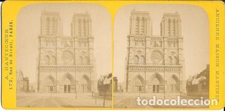 Fotograf&iacute;a antigua: FOTOGRAFIA ESTEREOSCOPICA PARIS, FACHADA NOTRE DAME, SOBRE 1880 - P-ESTEO-238