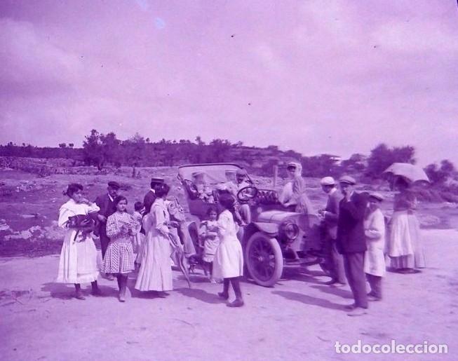 Photographie ancienne: AUTOMOVIL ANTIGUO NEGATIVO CRISTAL ESTEREOSCOPICO 4,5 X 10,7 CM.