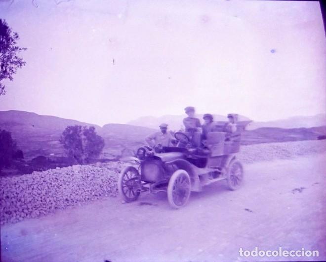 Photographie ancienne: AUTOMOVIL ANTIGUO NEGATIVO CRISTAL ESTEREOSCOPICO 4,5 X 10,7 CM.