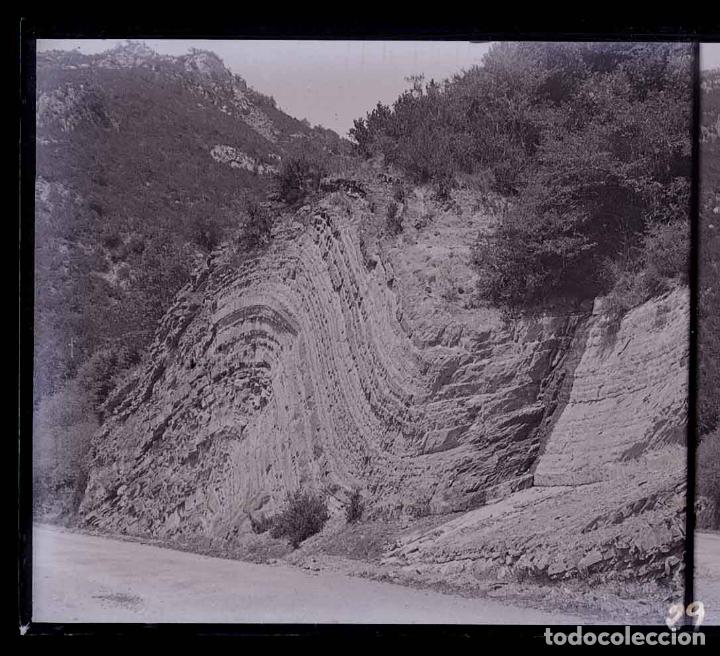 Photographie ancienne: GEOLOGIA. Plegamientos. Carretera. Lugar sin identificar. c. 1925