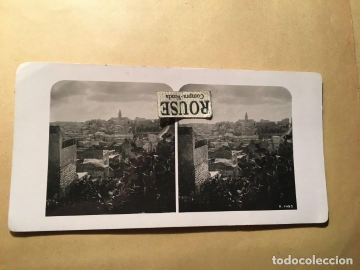 Photographie ancienne: JERUSALEN - ANTIGUA FOTOGRAFIA ESTEREOSCOPICA - R.1493 JERUSALEN VISTO DEL MURO DE LA CIUDAD 18X8 CM