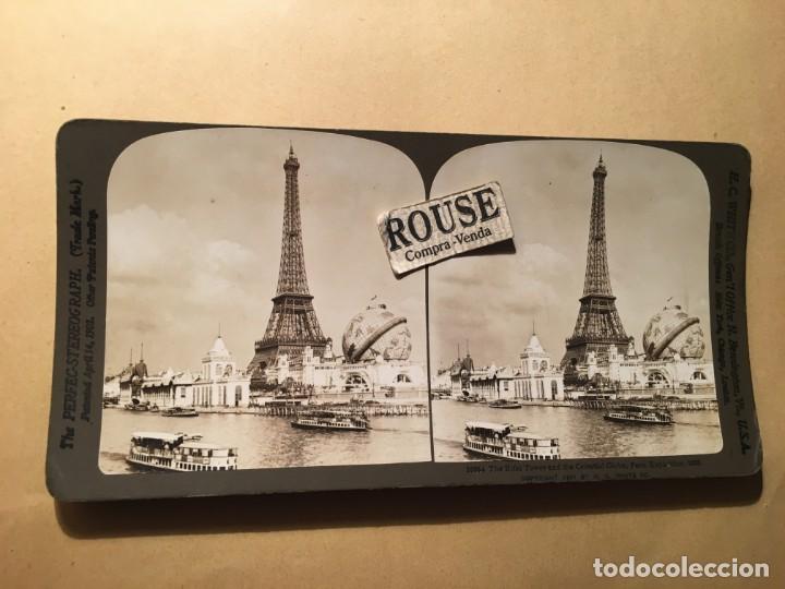 Photographie ancienne: PARIS - ANTIGUA FOTOGRAFIA ESTEREOSCOPICA - 10264 THE EIFEL TOWER AND THE CELESTIAL GLOBE PARIS EXPO