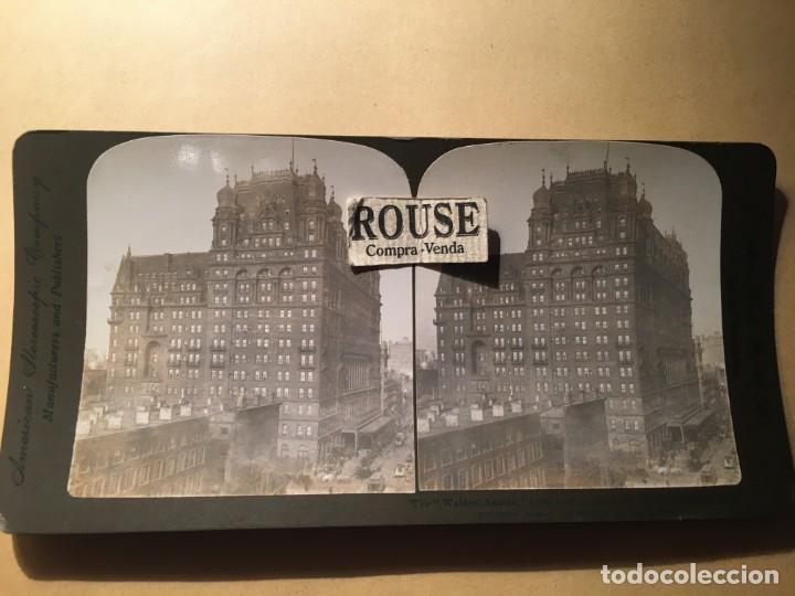 Photographie ancienne: HOTELES - ANTIGUA FOTOGRAFIA ESTEREOSCOPICA -THE WALDORF -ASTORIAFINEST HOTEL IN THE WORLD NEW-YORK
