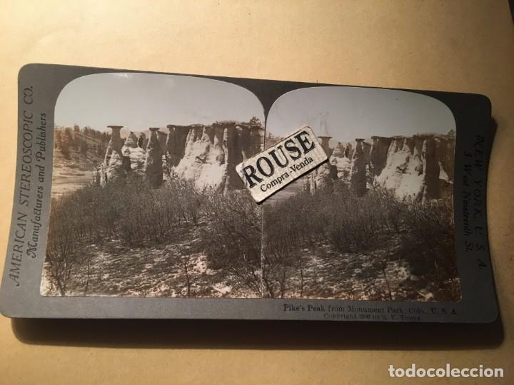 Photographie ancienne: COLORADO - ANTIGUA FOTOGRAFIA ESTEREOESCOPICA - PIKE'S PEAK FROM MONUMENTAL PARK XOLO. USA 1900