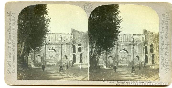 Photographie ancienne: Estereosc&oacute;pica. 7206. Arch of Constantine and the Coliseum. Italy