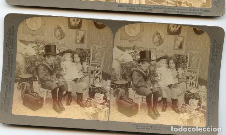 Antique Photography: Estereosc&oacute;pica. Escena infantil. She has symptoms of small pox. Underwood & Underwood