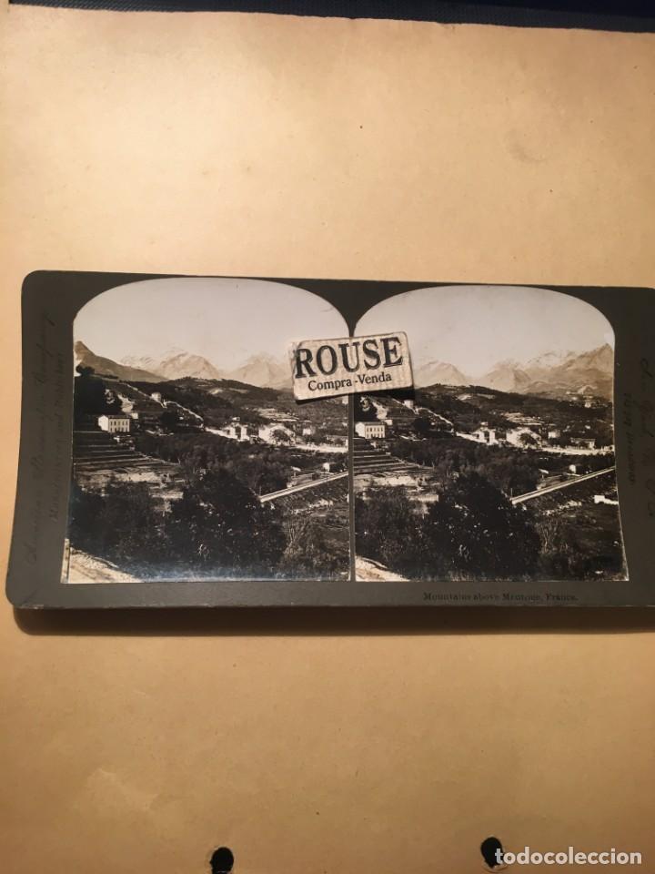 Antique Photography: FRANCIA - ANTIGUA FOTOGRAFIA ESTEREOSCOPICA - MOUNTAINS ABOVE MENTONE FRANCE AMERICAN STEREOSCOPIC
