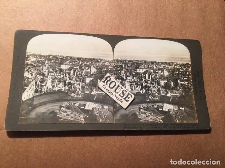 Antique Photography: MESSINA - ANNTIGUA FOTOGRAFIA ESTEREOESCOPICA -5116-A VIEW OVER UNFORTUNATE MESSINA , SHOWING HAVOC