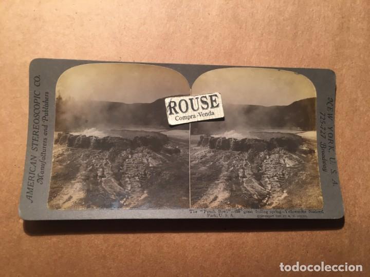 Fotografia antica: U.S.A.- YELLOWSTONE - ANTIGUA FOTOGRAFIA ESTEREOSCOPICA - 1901 THE ''PUNCH BOWL'' THE GREAT BOILING