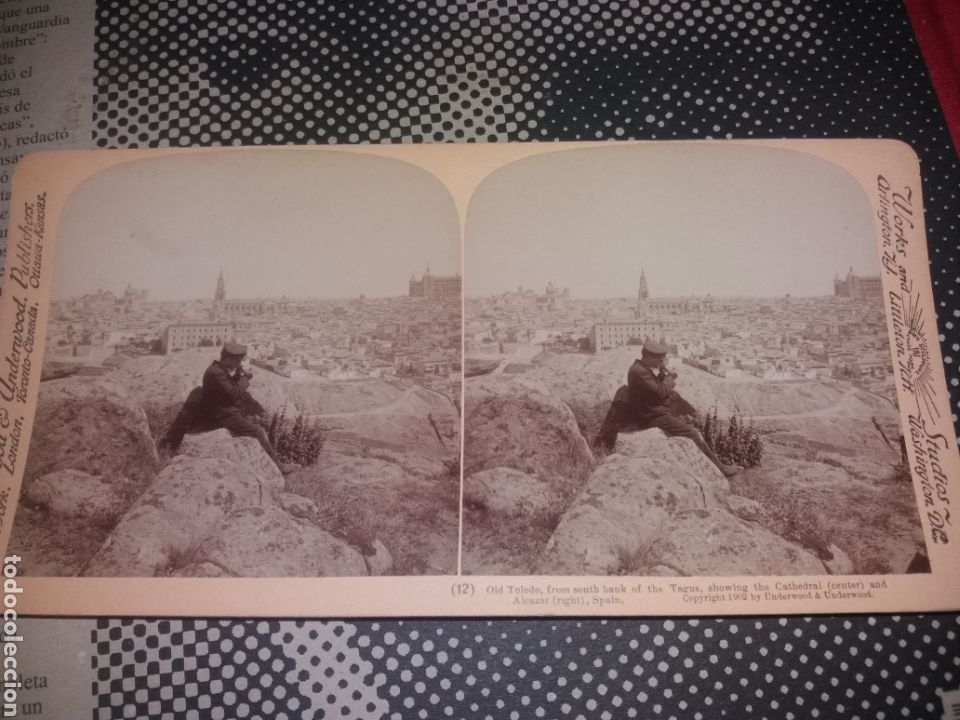 Fotografia antiga: vista estereoscopica UNDERWOOD TOLEDO VISTA GENERAL TAJO n&ordm; 12 EDICION 1902 perfecto estado
