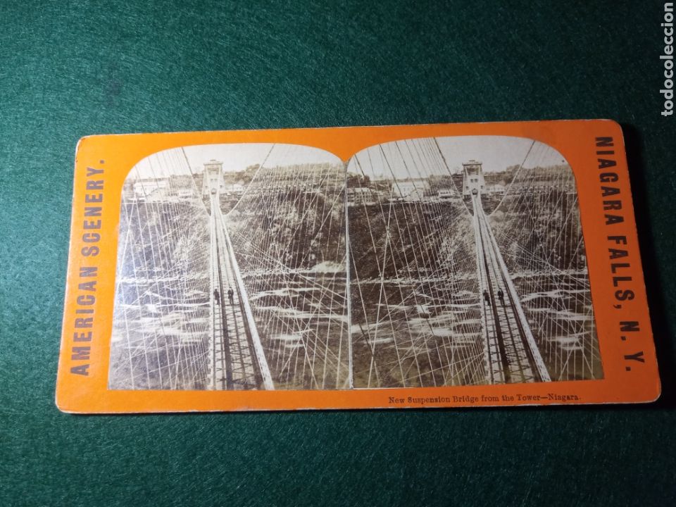 Fotograf&iacute;a antigua: New Suspensi&oacute;n Bridge from the Tower-Niagara