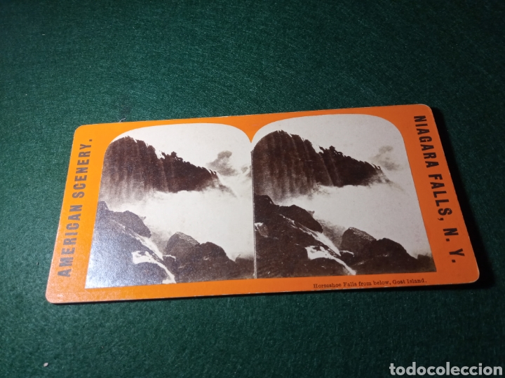 Fotograf&iacute;a antigua: Niagara. Horseshoe Falls from below, Gost Island