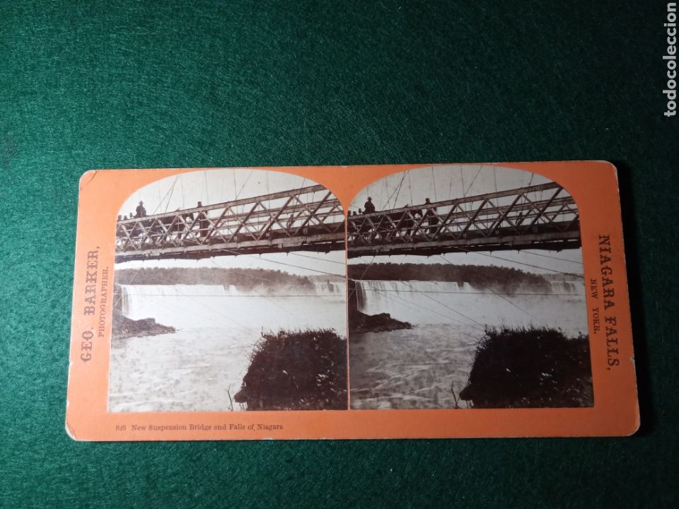Fotografia antiga: New Suspension Brigde and Falls of Niagara