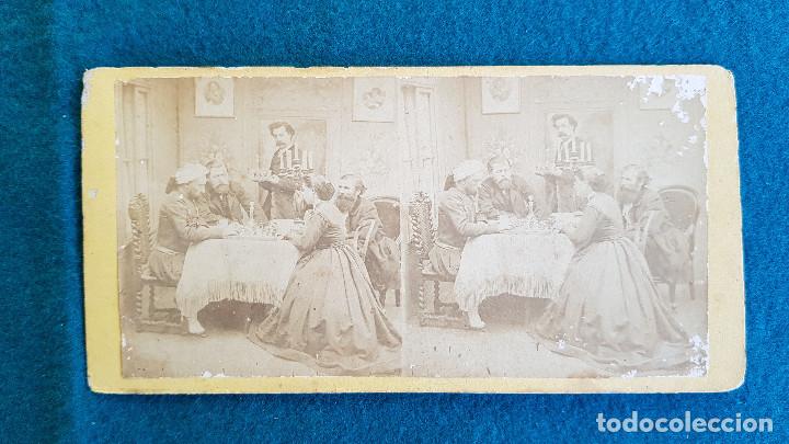 Photographie ancienne: FOTOGRAFIA ESTEREOSCOPICA DE ESCENA PEGADA SOBRE CARTON - RW