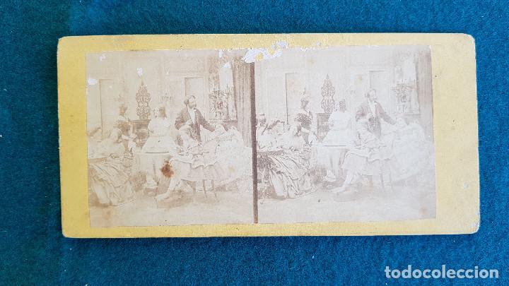 Photographie ancienne: FOTOGRAFIA ESTEREOSCOPICA DE ESCENA PEGADA SOBRE CARTON - RW