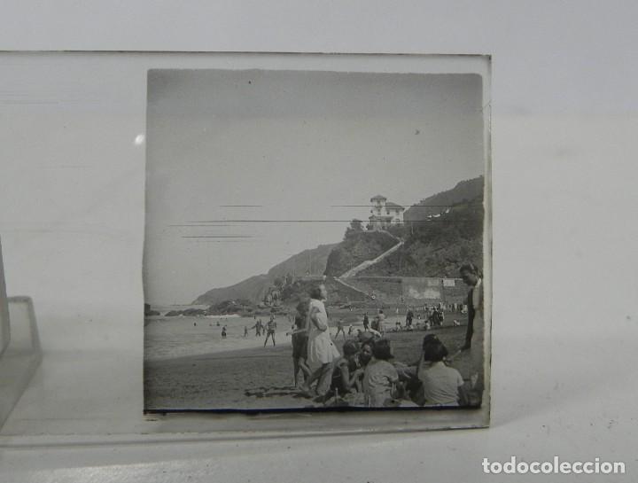 Photographie ancienne: FOTOGRAFIA ESTEREOSCOPICA DE PLAYA ESPA&Ntilde;OLA, REALIZADA EN CRISTAL, NO LOCALIZADA, MIDE 10,5 X 4,5 CM