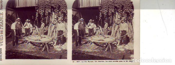 Fotografia antiga: estereoscopica PARIS STEREO la vie rurale. un charron