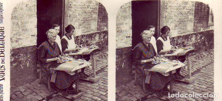 Fotografia antiga: estereoscopica PARIS STEREO Bruges. Dentellieres