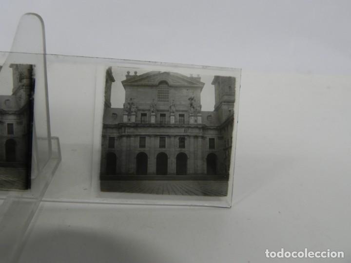 Photographie ancienne: FOTOGRAFIA ESTEREOSCOPICA REALIZADA EN CRISTAL, BASILICA DEL ESCORIAL, MIDE 10,5 X 4,5 CMS