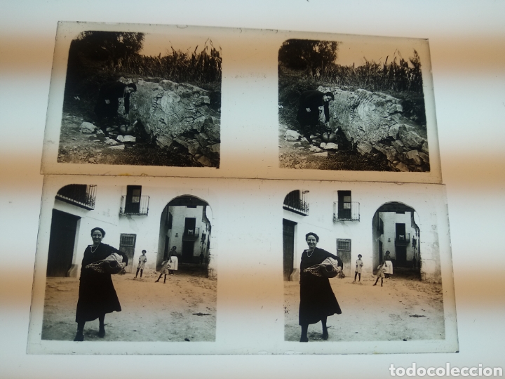 Fotografía antigua: 2 Placas estereoscópica cristal en positivo pueblo de España a identificar. Sobre 1930-40 - Foto 1 - 247634845