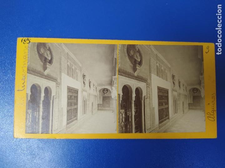 Antique Photography: ANTIGUA FOTOGRAFIA ESTEREOSCOPICA SEVILLA GALERIA DEL PATIO DE LA CASA DE PILATOS