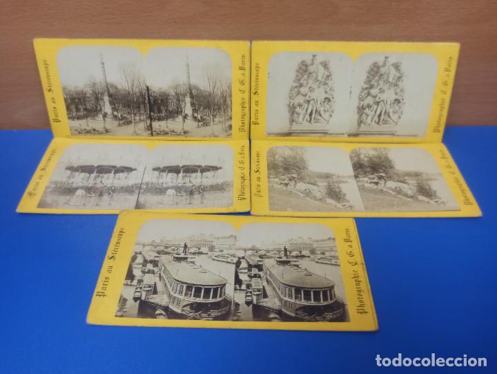 Photographie ancienne: LOTE 5 FOTOGRAFIAS ESTEREOSCOPICAS - PHOTOGRAPHIE PARIS - PARIS AN STEREOSCOPE
