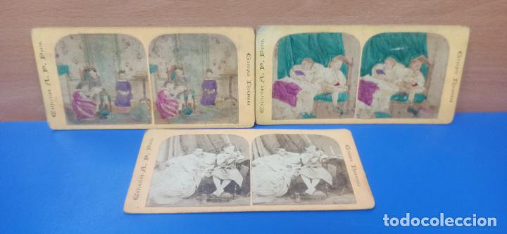 Photographie ancienne: LOTE 3 FOTOGRAFIAS ESTEREOSCOPICAS - PARIS - COLLECTION A. P. PARIS - GROUPES NOUVEAUX