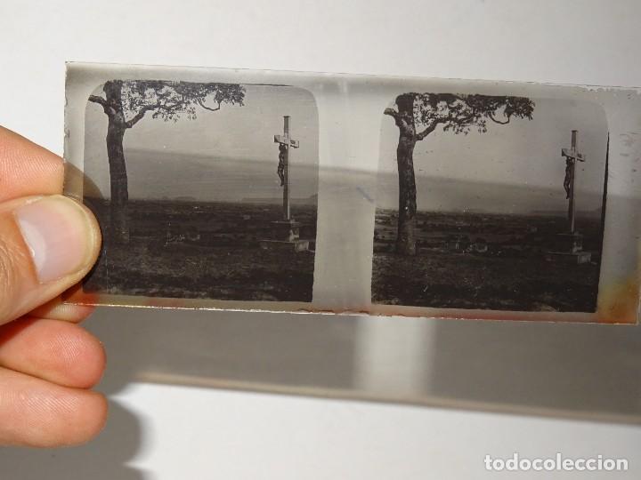 Photographie ancienne: (M19) PLACA DE CRSITAL ESTEROSC&Oacute;PICA - PAISAJE DE MONTA&Ntilde;A, 10,5X4,5CM, SE&Ntilde;ALES DE USO NORMALES