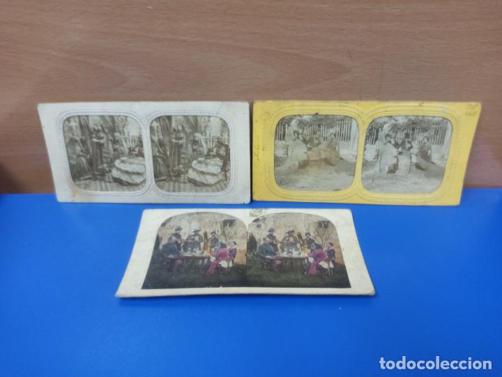 Photographie ancienne: LOTE 3 FOTOGRAFIAS ESTEREOSCOPICAS ANTIGUAS DIFERENTES - PERSONAS / PERSONAJES / ESCENA TEATRO