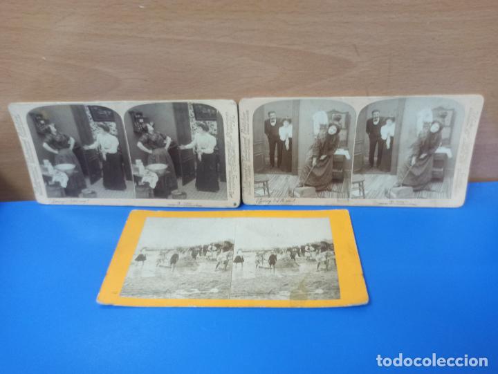 Photographie ancienne: LOTE 3 FOTOGRAFIAS ESTEREOSCOPICAS ANTIGUAS DIFERENTES - PERSONAS / PERSONAJES / ESCENA TEATRO