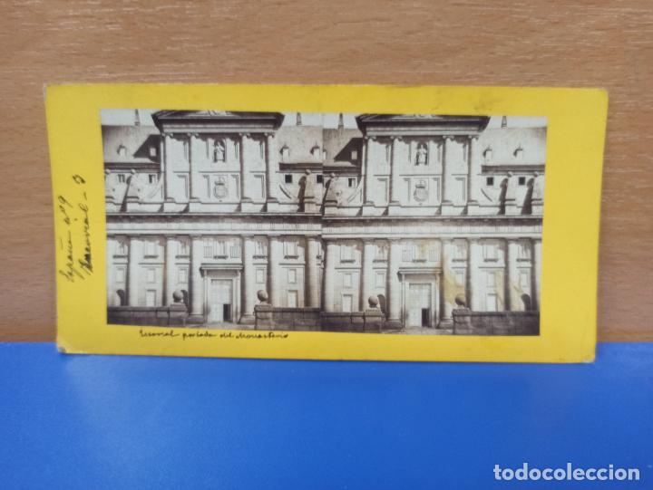 Photographie ancienne: FOTOGRAFIA ESTEREOSCOPICA ANTIGUA - EL ESCORIAL - PORTADA DEL MONASTERIO