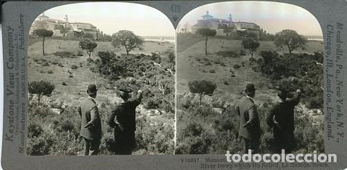 Fotograf&iacute;a antigua: Estereosc&oacute;pica Keystone 476 Monasterio de la R&aacute;bida, Espa&ntilde;a, donde se ayud&oacute; a Colon.