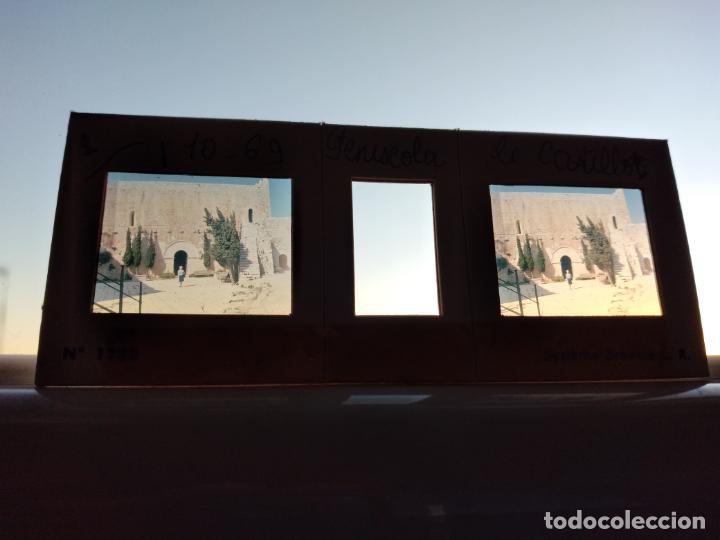 Fotografia antiga: PE&Ntilde;ISCOLA CASTELLON ANTIGUA VISTA ESTEREOSCOPICA EN CELULOIDE A COLOR
