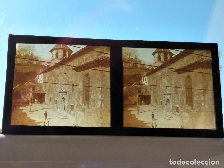 Fotograf&iacute;a antigua: PAIS VASCO FRANCES IGLESIA PLACA ESTEREOSCOPICA EN CRISTAL 1932 6 X 13 CMTS