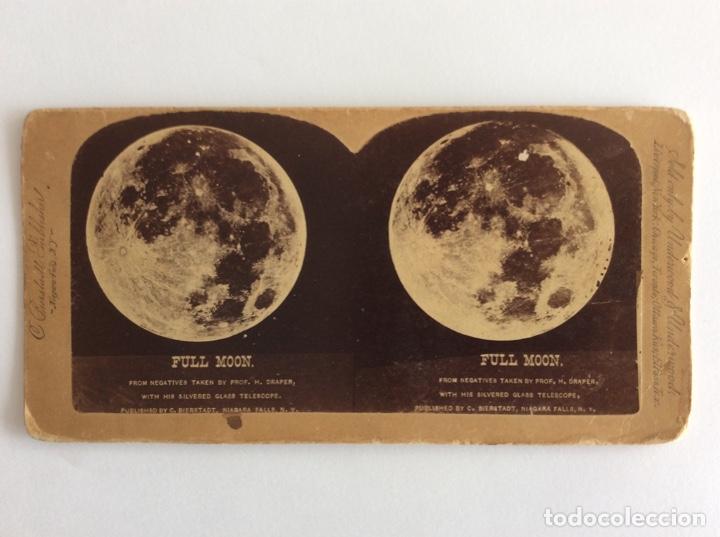 Fotografia antiga: FOTOGRAF&Iacute;A ALBUMINA ESTEREOSCOPICA. FOTO BIERSTADT. LUNA LLENA. FULL MOON.