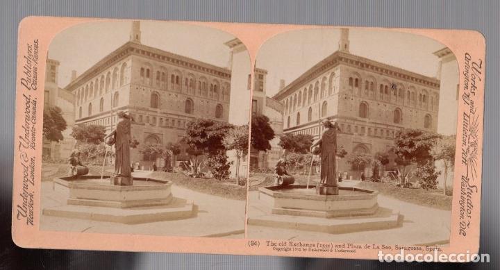 FOTOGRAFIA ESTEREOSCOPICA PLAZA DE LA SEO. ZARAGOZA. 1902. Nº 84. UNDERWOOD (Fotografía Antigua - Estereoscópicas)