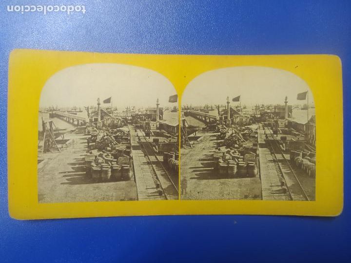 Photographie ancienne: ANTIGUA FOTOGRAFIA ESTEREOSCOPICA PUERTO DE CADIZ