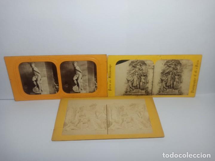 Antique Photography: LOTE 3 FOTOGRAFIAS ESTEREOSCOPICAS ANTIGUAS DIFERENTES - ESTATUAS PARIS