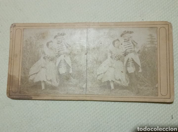 Fotograf&iacute;a antigua: Fotograf&iacute;a estereosc&oacute;pica pareja siglo XIX