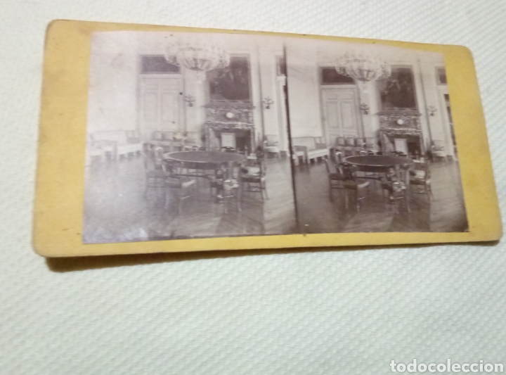 Fotografia antiga: Fotograf&iacute;a estereosc&oacute;pica siglo XIX sal&oacute;n de Palacio