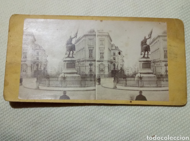 Fotografia antiga: Fotograf&iacute;a estereosc&oacute;pica siglo XIX Monumento equestre