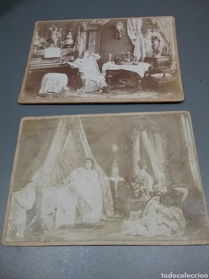 Fotografia antiga: Antigua pareja de fotos estereoscopicas er&oacute;ticas.