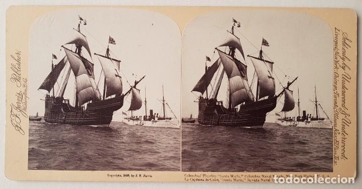 Fotografia antiga: Reproducci&oacute;n de la nave Santa Mar&iacute;a de Col&oacute;n. 1893. Underwood