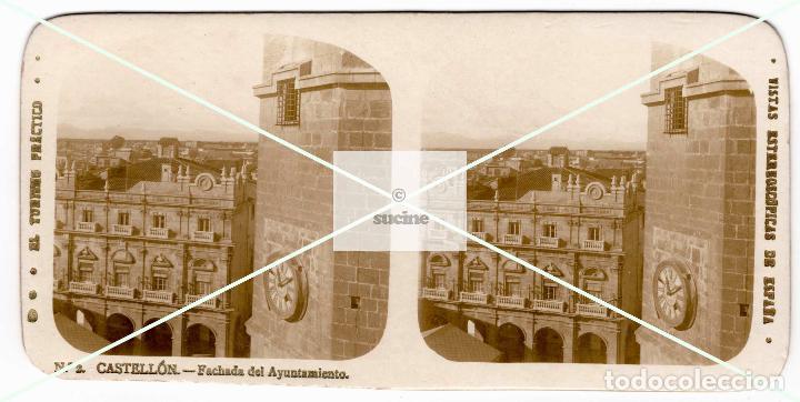 Fotografia antiga: ANTIGUA FOTOGRAFIA ESTEREOSCOPICA FADRI Y AYUNTAMIENTO CASTELLON