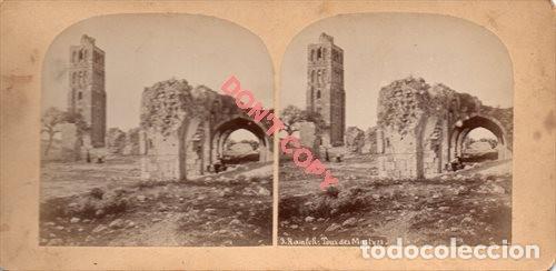 Photographie ancienne: ANTIGUA FOTOGRAFIA ESTEREOSCOPICA, JERUSALEN, TORRE DE LOS 40 MARTIRES