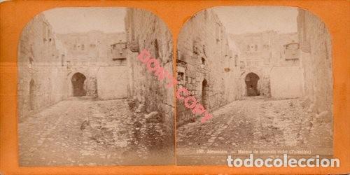 Photographie ancienne: ANTIGUA FOTOGRAFIA ESTEREOSCOPICA, JERUSALEN, CASA DE LOS RICOS